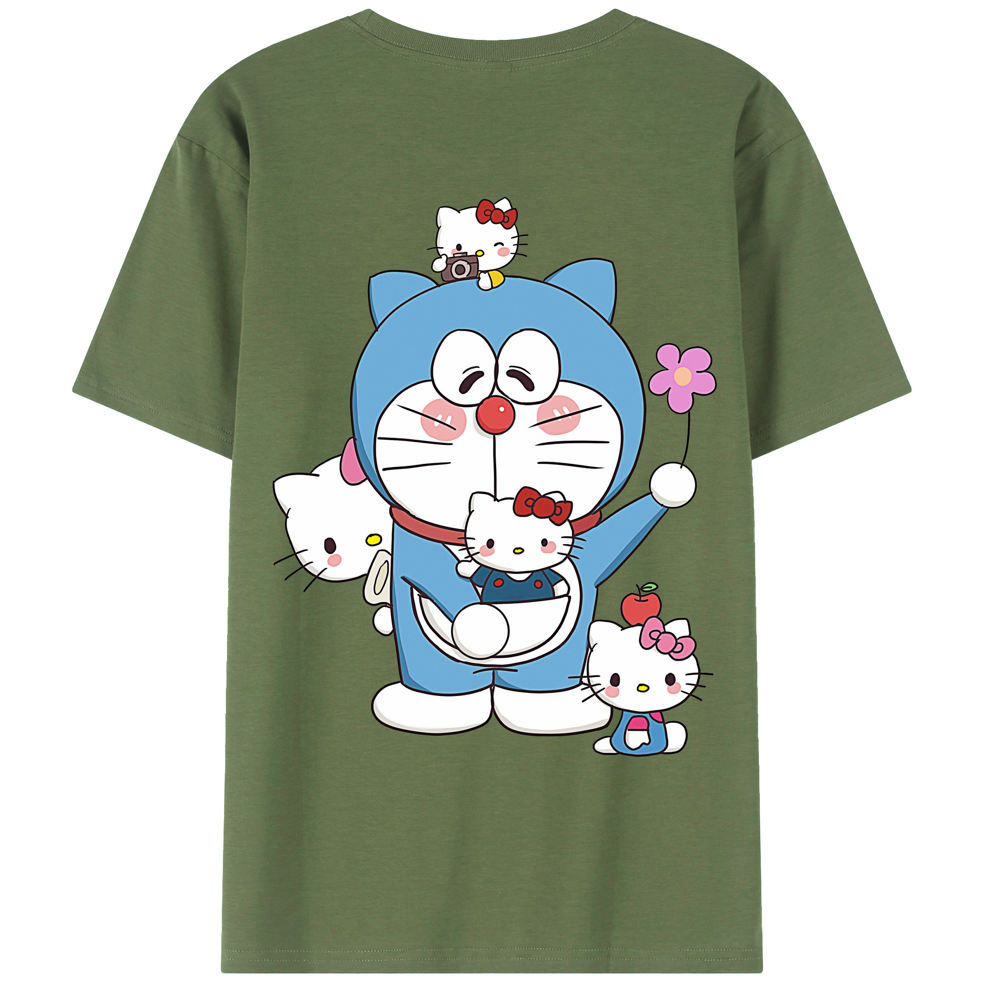 （画像用） ドラえもん Doraemon 綿100％ メンズ半袖Tシャツ（バックプリント） 通気性